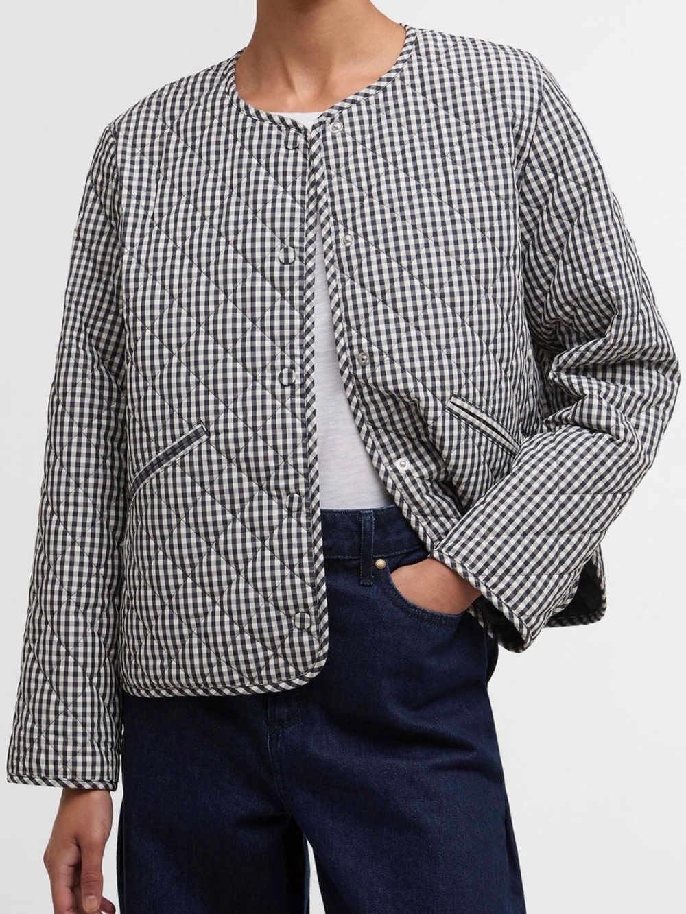 Barbour Women’s Quilted Gingham Jacket - Navy